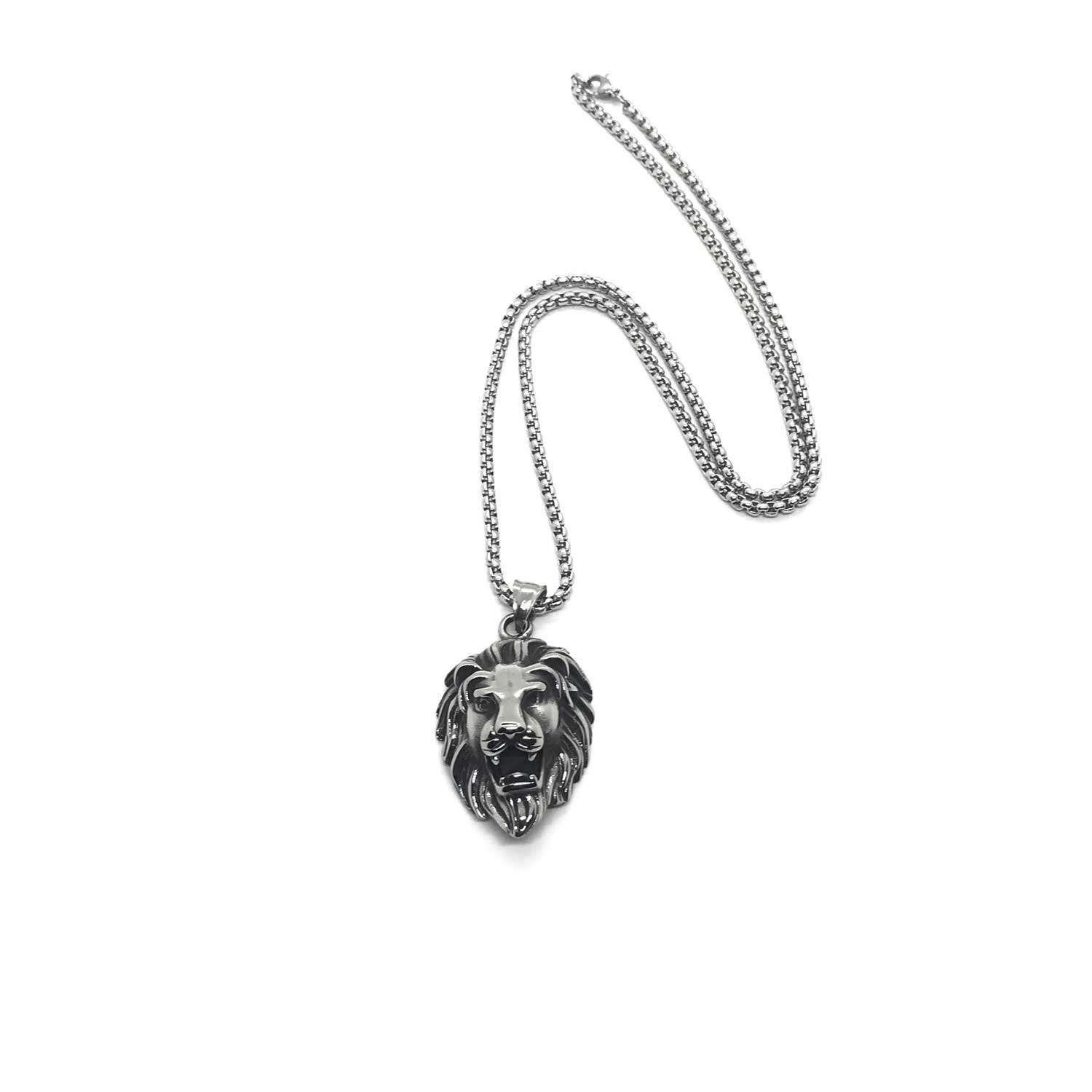 Lion Head Pendant Biker Chain