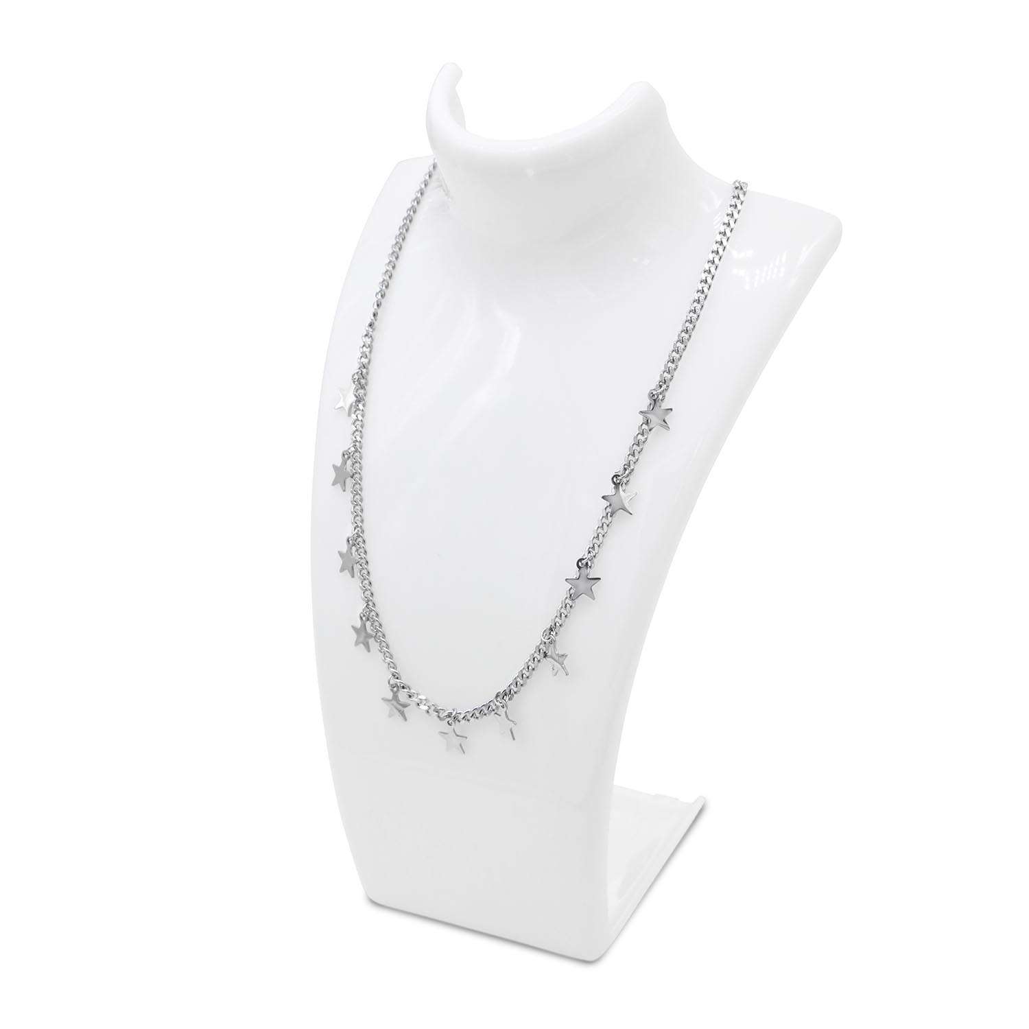 Necklace Star Pendant Choker Silver Curb Chain