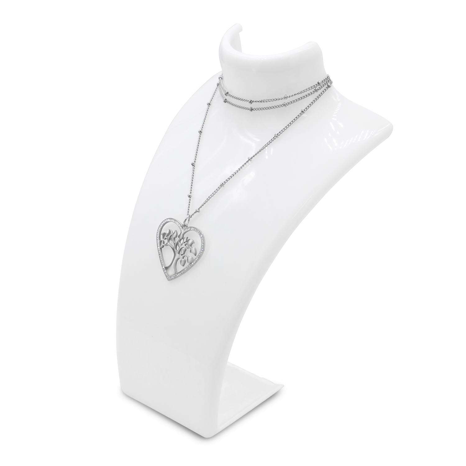 Tree Of Life Long Necklace Heart Shaped Pendant